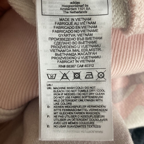 ADIDAS Orginal Camo Cropped Sweatshirt  Sweater Pink Gray Size Small - Picture 9 of 10